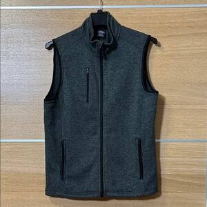 Charles River Apparel Men's Sz M Dark Gray fleece Vest zip pockets